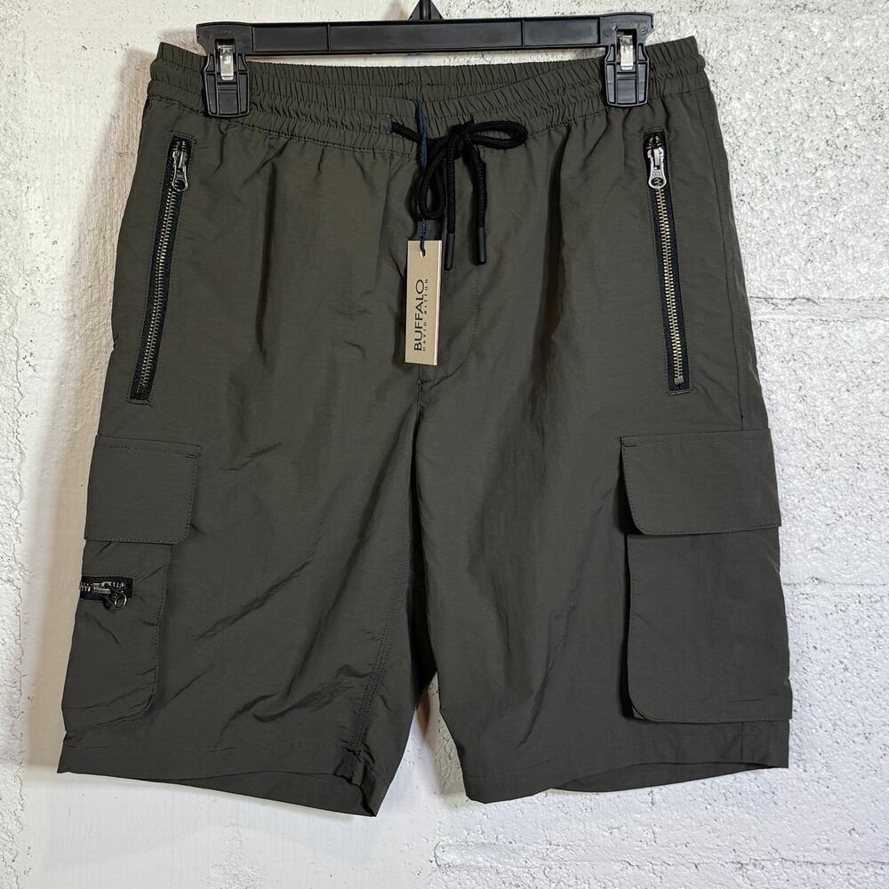 Buffalo David Bitton Olive Green Cargo Flat Front Shorts
